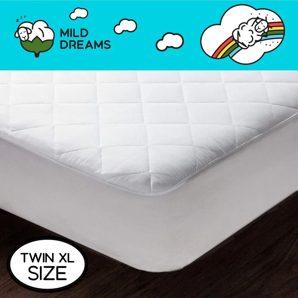 Twin Size Mattress Pad Cover Protector - Single Bed 39x75 inch - White
